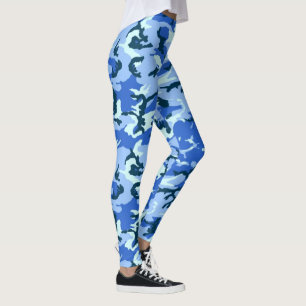 Legging Padrão Militar da Camouflage da Madeira Azul