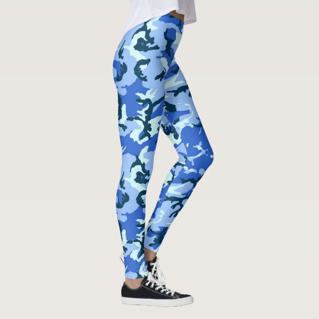 Legging Padrão Militar da Camouflage da Madeira Azul (Direita)