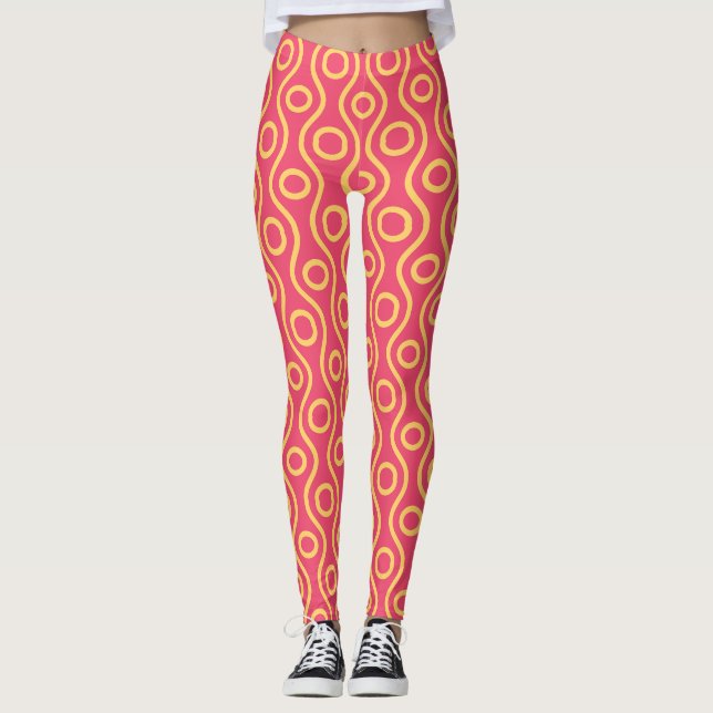 Legging Padrão Mínimo Amarelo Amarelo de Olhos (Frente)