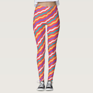 Legging Padrão Mínimo Amarelo de Pêssego Chevron