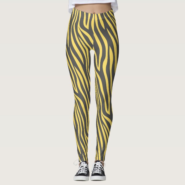 Legging Padrão Mínimo Amarelo Marinho Zebra (Frente)