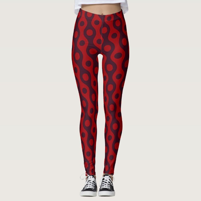 Legging Padrão Mínimo Azul Vermelho (Frente)