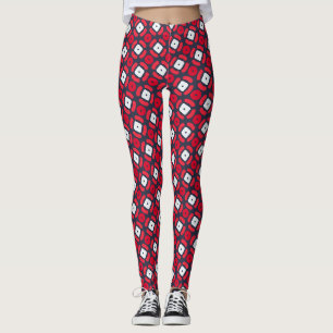 Legging Padrão Mínimo Azul Vermelho Bacteria
