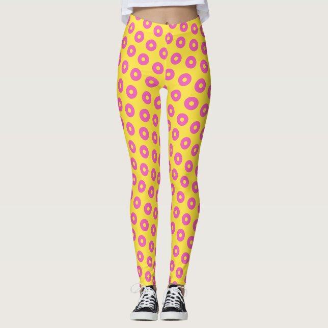 Legging Padrão Mínimo Cor-de-Rosa Amarelo (Frente)