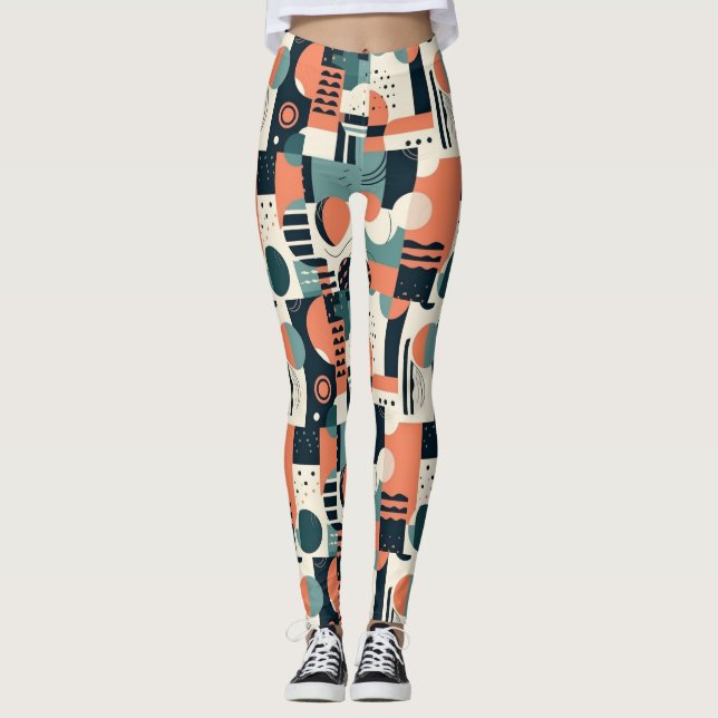 Legging Padrão mínimo de Abstrato sem costura - Geométrico (Frente)