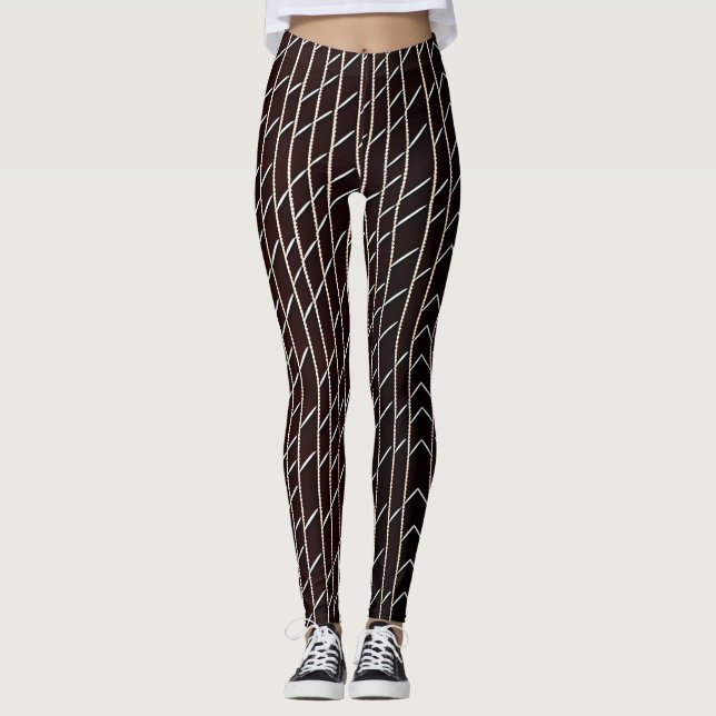 Legging Padrão mínimo de bege bege entrançado com osso (Frente)