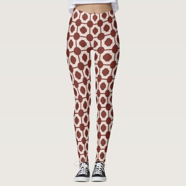 Legging Padrão Mínimo de Pipe Beige Brown (Frente)