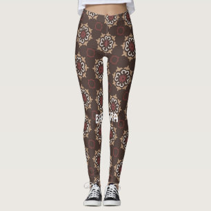 Legging Padrão Mínimo Rosa Castanho Mexicano