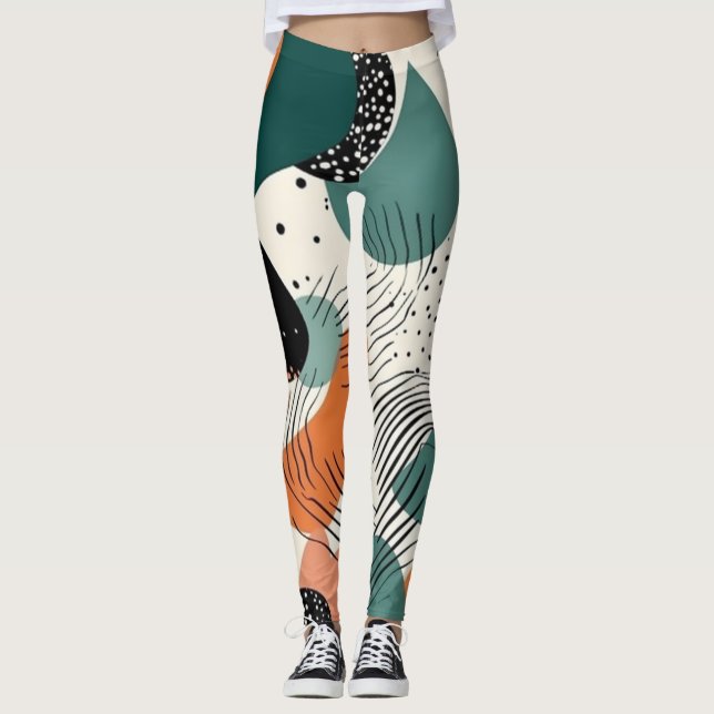 Legging Padrão mínimo sem costura Abstrato - Geométrico (1 (Frente)