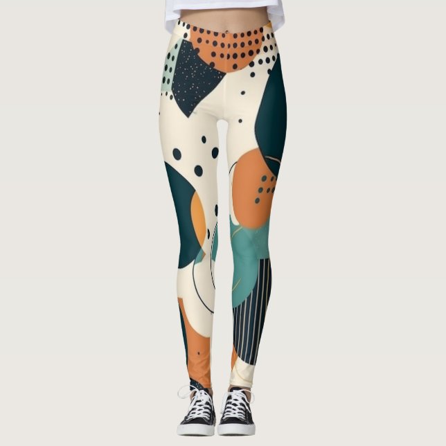 Legging Padrão mínimo sem costura Abstrato - Geométrico (3 (Frente)