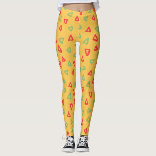 Legging Padrão Mínimo Vermelho Amarelo de Porodle