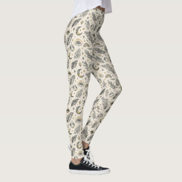 Legging Padrão Místico Celestial de Lua e Estrelas