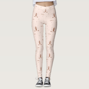 Legging Padrão Místico do Zodíaco de Libra em Rosa e Marro