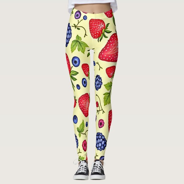 Legging Padrão Misturado de Berry Sem Costura (Frente)