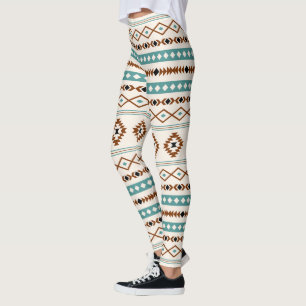 Legging Padrão Misturado De Motifs Aztec Teal Terracotta B
