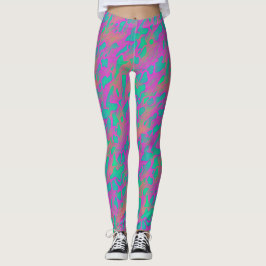 Legging Padrão Moderno Abstrato de Impressão Animal em Ros