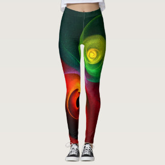 Legging Padrão Moderno de Abstrato de Arte Yin Yang Verde