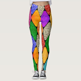 Legging Padrão Moderno de Harlequim Brilhante Mardi Gras