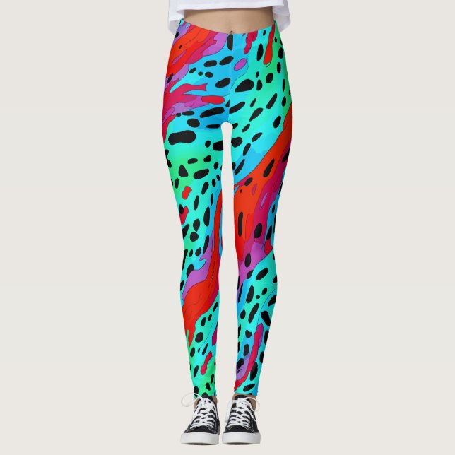 Legging Padrão Moderno de Impressão Selvagem Selvagem Selv (Frente)