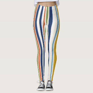 Legging Padrão Moderno de Listra Vertical Colorida