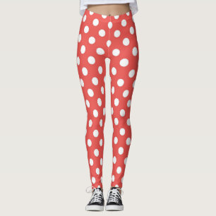 Legging Padrão moderno de manchas bolinhas vermelhas e br