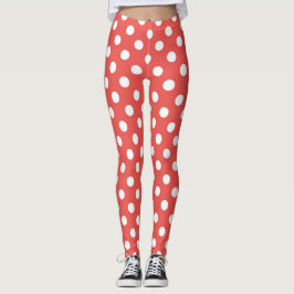 Legging Padrão moderno de manchas bolinhas vermelhas e bra