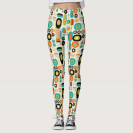 Legging Padrão Moderno de Meados do Século Colorido Estilo