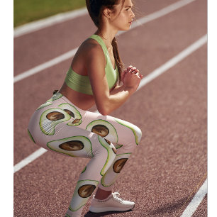 Legging Padrão Moderno De Pastel Rosa E Avocado Verde