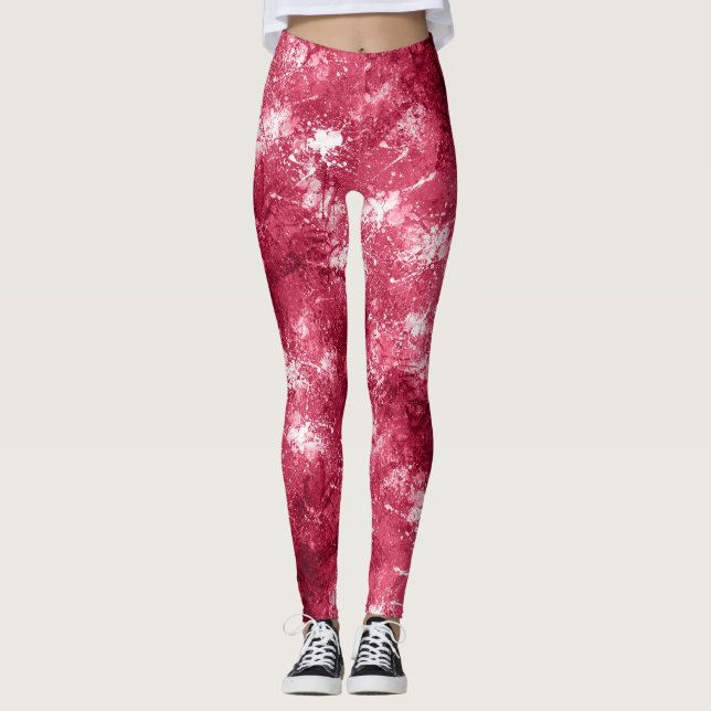 Legging Padrão moderno de pintura mágica magenta com Abstr (Frente)