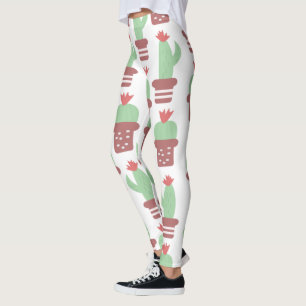 Legging Padrão moderno de Pote de Cactus