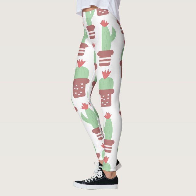 Legging Padrão moderno de Pote de Cactus (Esquerda)