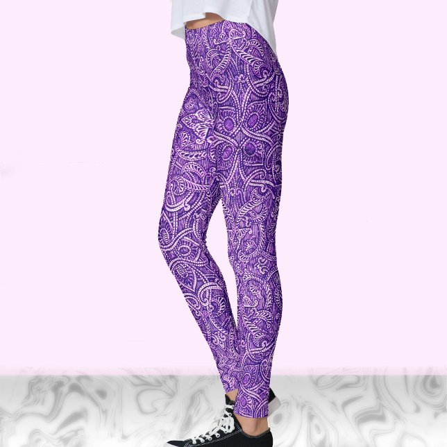 Legging Padrão moderno de tendência de na moda roxo e bran (Criador carregado)