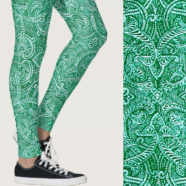 Legging Padrão moderno de tendência de na moda verde-azul (Criador carregado)