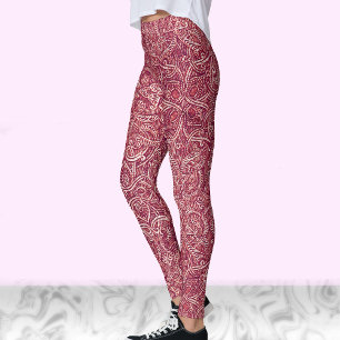 Legging Padrão moderno de tendências na moda vermelho e br