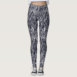 Legging Padrão Moderno de Zebra Negra-Abstrato e Branca