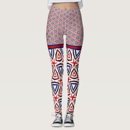 Legging Padrão Moderno Patriótico Americano Azul Branco Ve