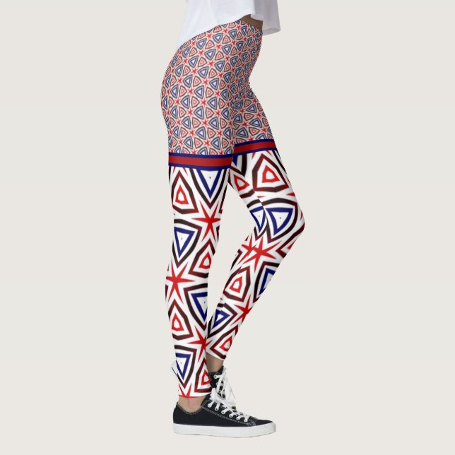 Legging Padrão Moderno Patriótico Americano Azul Branco Ve (Direita)