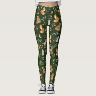 Legging Padrão Moody Green Woodland Forest