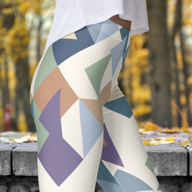 Legging Padrão Mosaico Branco Floral abstrato (Mosaic over Floral White Leggings)
