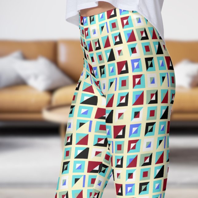 Legging Padrão Mosaico Chiffon Branco abstrato Lemon (Signs on Lemon Chiffon Leggings)