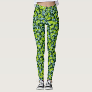 Legging Padrão Mosaico Verde Azul