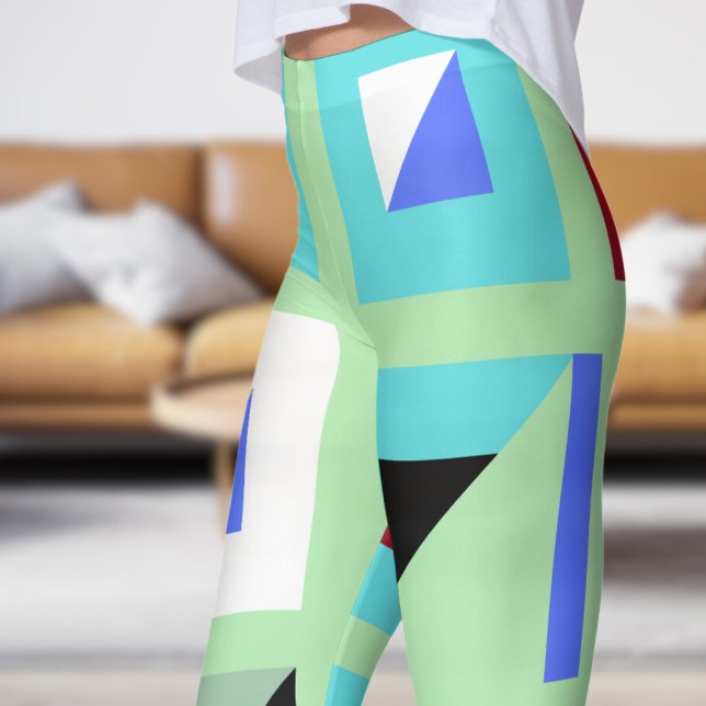 Legging Padrão Mosaico Verde do Mar abstrato (Signs on Sea Green Leggings)