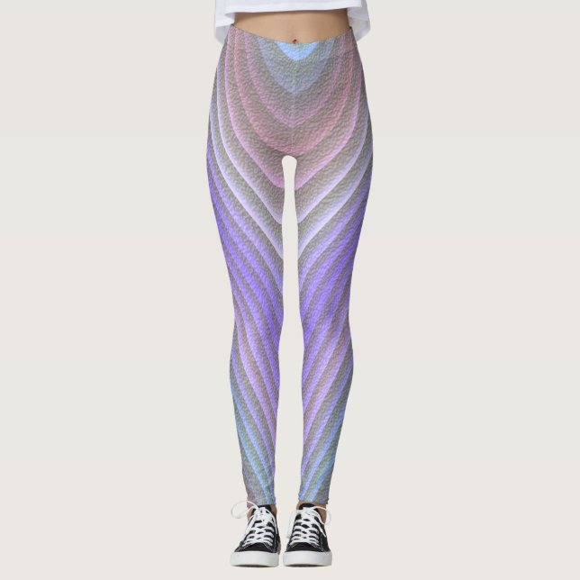 Legging Padrão Muito Legal de ondas abstrato Roxo (Frente)