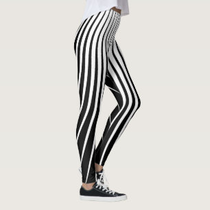 Legging Padrão Muito Único de Stripe Branca Preta