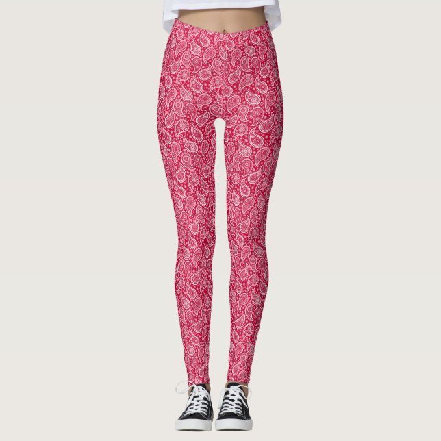 Legging Padrão multicêntrico vermelho branco bonito Maiúsc (Frente)