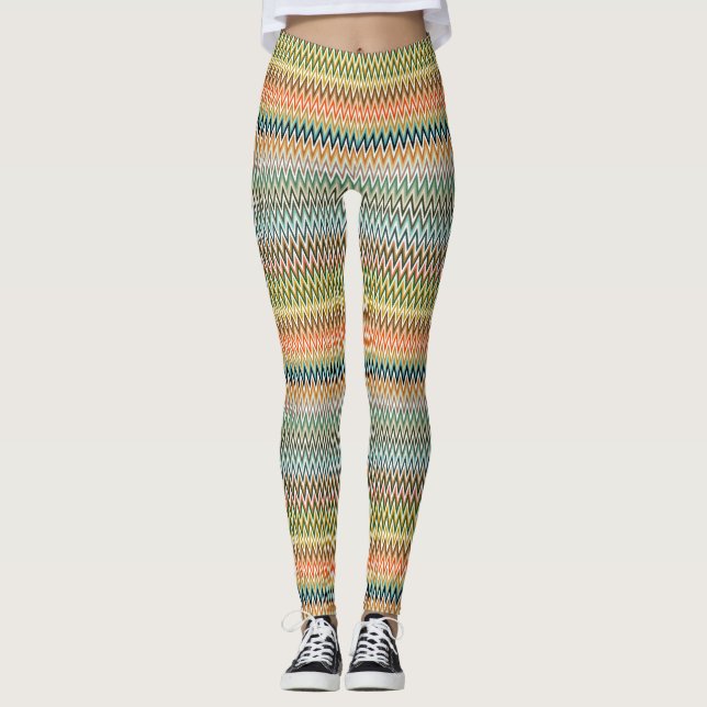 Legging Padrão multicolorido Zigzag (Frente)
