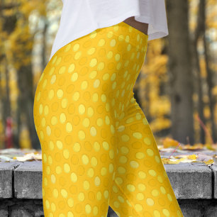 Legging Padrão na moda amarelo e Bolinhas Mikado