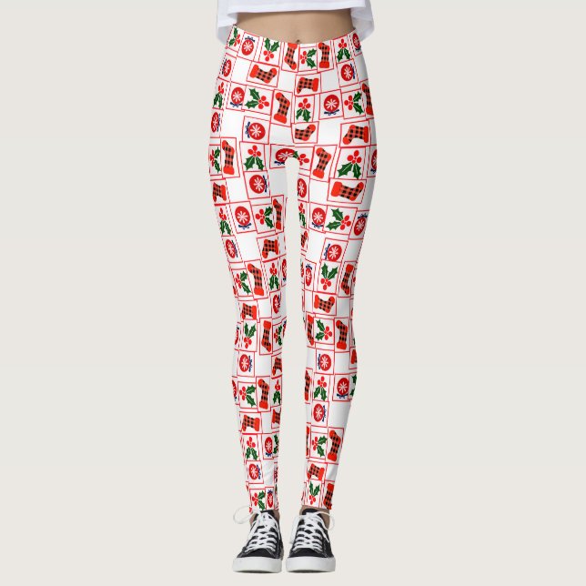 Legging Padrão natalício festivo (Frente)