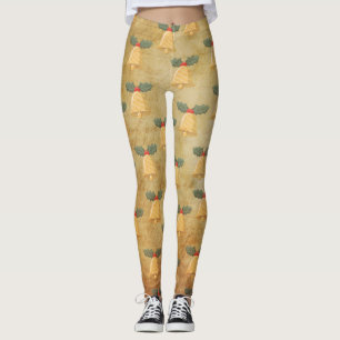 Legging Padrão Natalino Antigo Com Sininhos