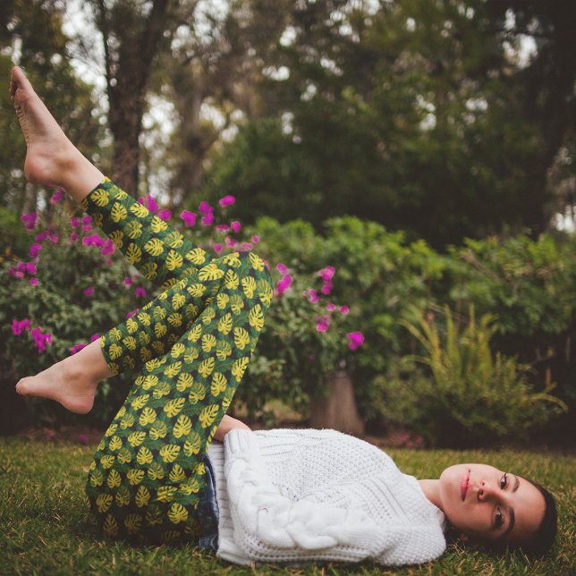 Legging Padrão Natural de Folhas Tropicais Exóticas (Criador carregado)